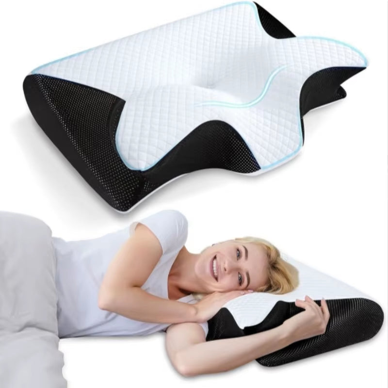 New Horn-Shaped Butterfly-Shaped Memory Foam Slow Rebound Memory Pillow, Non-Sagging Neck Support Pillow