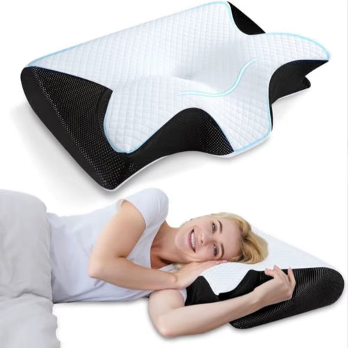 New Horn-Shaped Butterfly-Shaped Memory Foam Slow Rebound Memory Pillow, Non-Sagging Neck Support Pillow