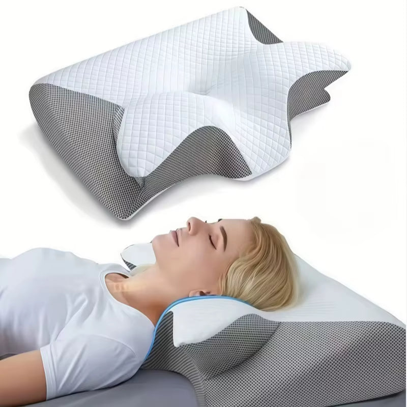 New Horn-Shaped Butterfly-Shaped Memory Foam Slow Rebound Memory Pillow, Non-Sagging Neck Support Pillow